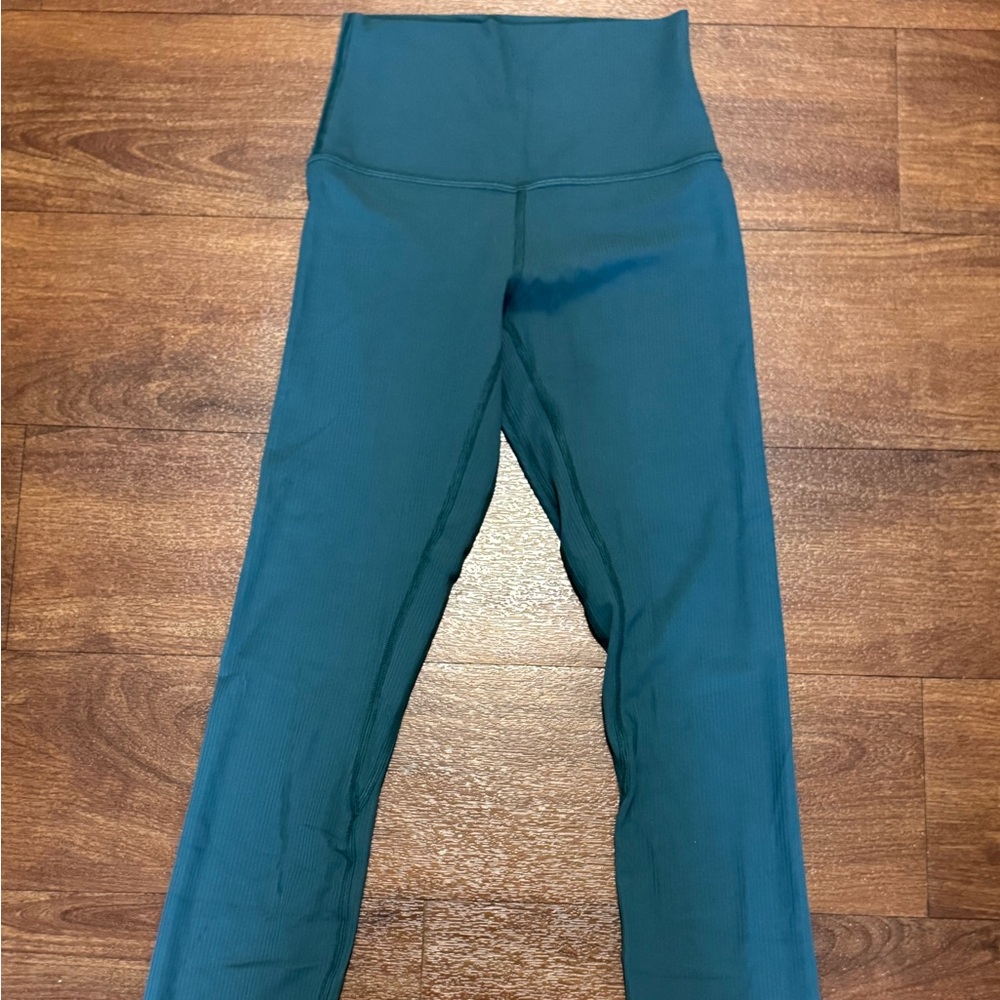 Lululemon Ribbed High-Rise Leggings – Teal Blue, Size 2
